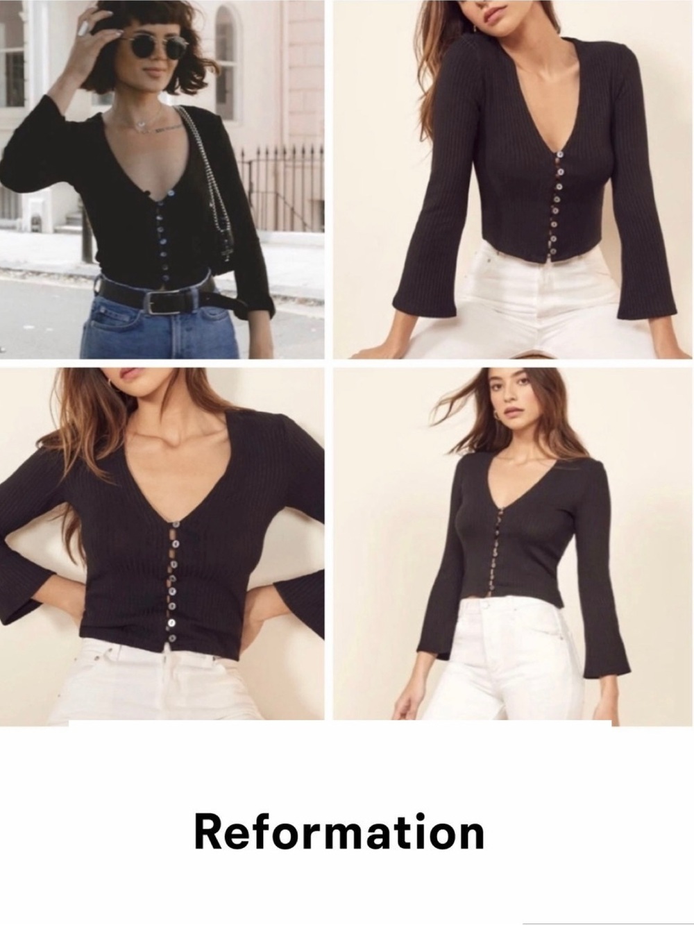 Reformation gellar knip long sleeve top